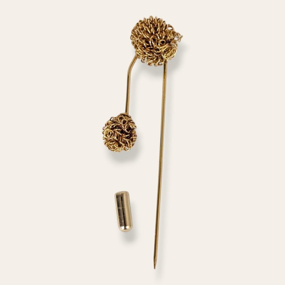 (2/$20) Vintage Abstract Looped Gold Tone Stick Pin - Picture 4 of 6